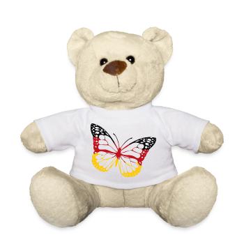 Papillon Allemagne noir rouge or bannière - Nounours - blanc - Devant