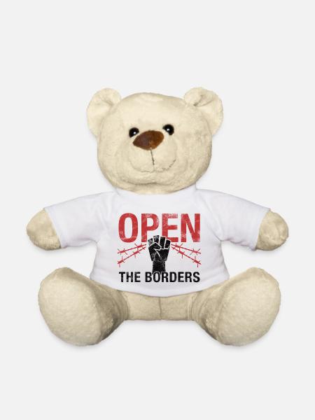 Öffnet die Grenzen - Refugees Welcome! - Teddy - Weiß