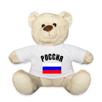 Russie T-shirt de football Russie drapeau - Nounours - blanc - Devant