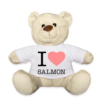 I LOVE SALMON Fish - Teddy Bear - white - Front