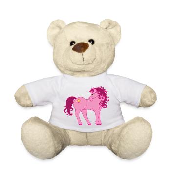 Poney rose, poulain, star poney, cheval - Nounours - blanc - Devant