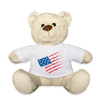 USA United States Amerika Flagge - Teddy - Weiß - Vorne
