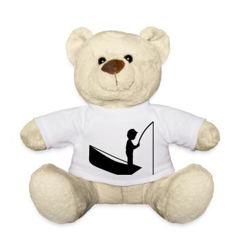 Eine Junge mit einer Angel - Teddy - Weiß - Vorne
