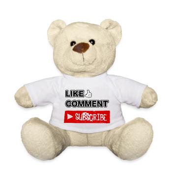 Like, Comment, Subscribe. - Teddy Bear - white - Front