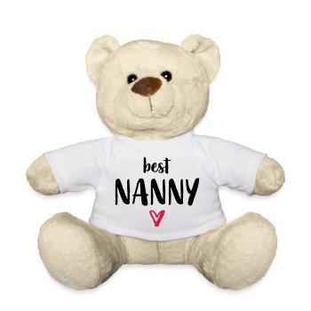 best Nanny I Herz Geschenk Kindergarten Kita - Teddy - Weiß - Vorne