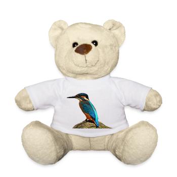 coole vögel, fischendes Eisvogel männchen - Teddy - Weiß - Vorne