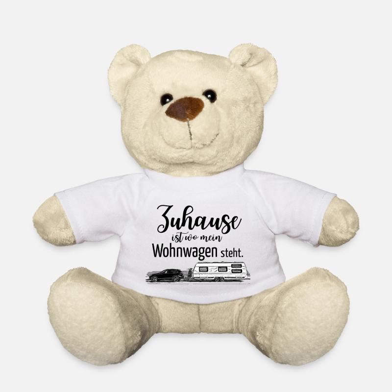 Home is where my caravan is (black and white) - Teddy Bear - white