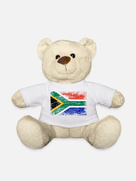 South Africa flag vintage used look Africa - Teddy Bear - white
