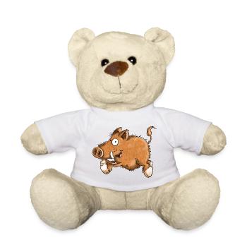Flotte Wutz - Wildschwein - Eber - Sau - Geschenk - Teddy - Weiß - Vorne