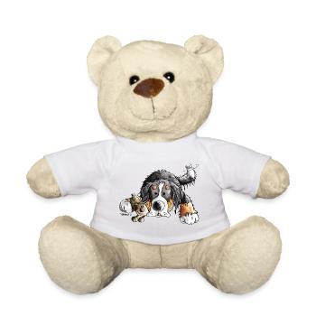 Berner Sennenhund knuddelt Teddy - Hund - Comic - Teddy - Weiß - Vorne