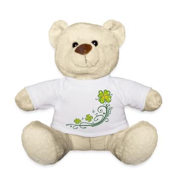 St. Patricks Day. Trèfle à quatre feuilles. - Nounours - blanc - Devant