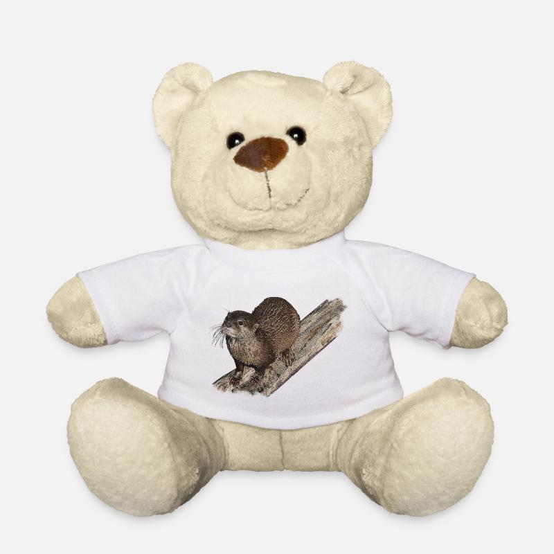 wassertiere, Fischotter auf ast, otter shirts - Teddy - Weiß