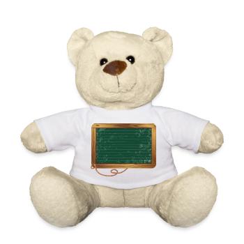 leere grüne Schiefertafel für eigene Beschriftung - Teddy - Weiß - Vorne