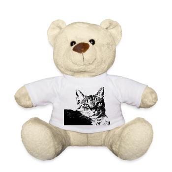 Katze Kätzchen Katzenshirt Geschenk - Teddy - Weiß - Vorne