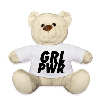 GRL PWR | Bold Minimalist Feminist  - Teddy Bear - white - Front
