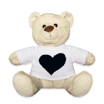 Herz brennend schwarz - Teddy - Weiß - Vorne