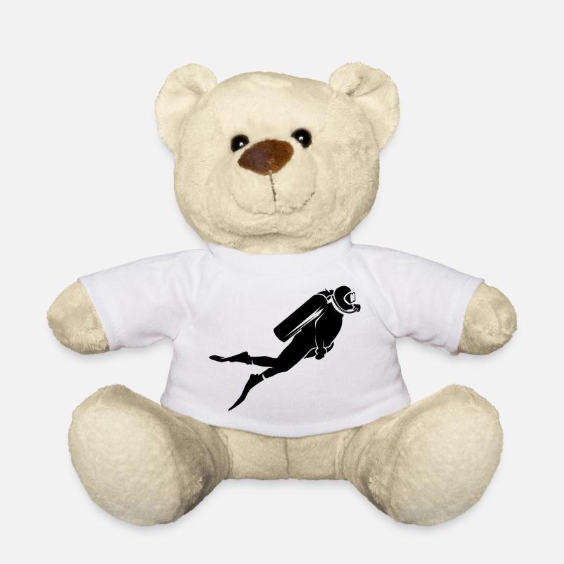 Illustration de logo de symbole sous-marin de mer de plongeur - Nounours - blanc