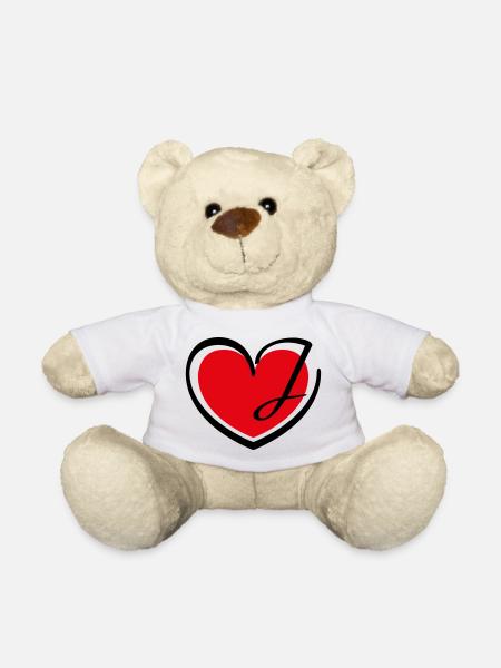 Liebe Herz Buchstabe J - Teddy - Weiß