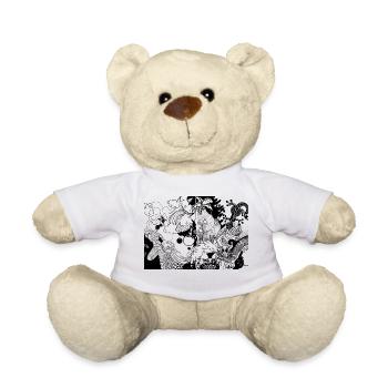 Black and white drawing - Teddy Bear - white - Front