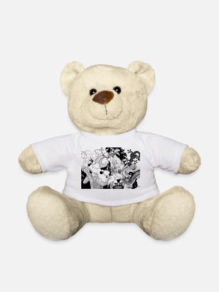 Dessin en noir et blanc - Nounours - blanc