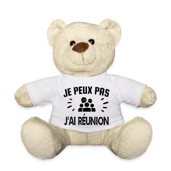 je peux pas j'ai réunion - Nounours - blanc - Devant
