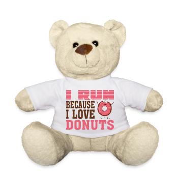 I Run Because I Love Donuts - Teddy Bear - white - Front