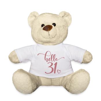 Hello 31 - Mignon cadeau de 31e anniversaire pour femmes - Nounours - blanc - Devant