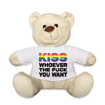 Kiss Whoever The Fuck You Want LGBTQ Pride - Teddy - Weiß - Vorne