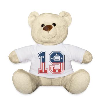 Number 19 USA - Teddy Bear - white - Front