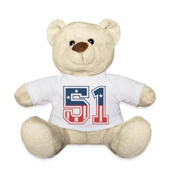 Number 51 USA - Teddy Bear - white - Front