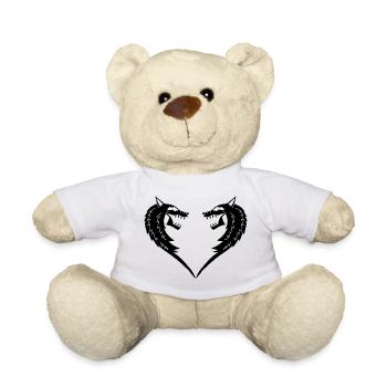 Black Wolf Heart - Teddy Bear - white - Front