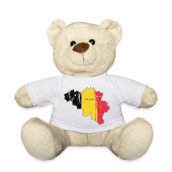 Belgische Flagge Karte von Brüssel - Teddy - Weiß - Vorne