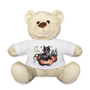 Autumn Black Cat - Teddy Bear - white - Front