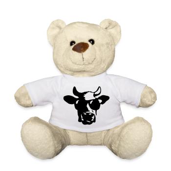Kuh mit Sonnenbrille Bauernhof Bauer Coole Kuh - Teddy - Weiß - Vorne