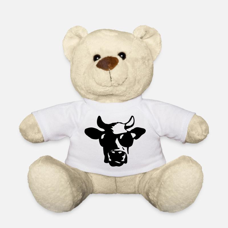 Kuh mit Sonnenbrille Bauernhof Bauer Coole Kuh - Teddy - Weiß