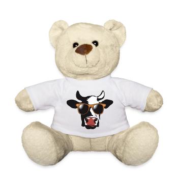 Kuh mit Sonnenbrille Bauernhof Bauer Coole Kuh - Teddy - Weiß - Vorne