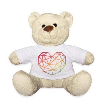 Polygon Herz Farbverlauf bunt Liebe Musik Romantik - Teddy - Weiß - Vorne