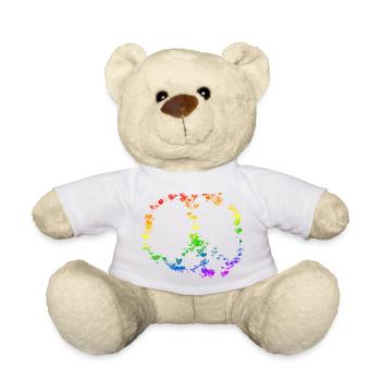 Peace Drawing Freedom Rainbow Colors 2 - Teddy Bear - white - Front