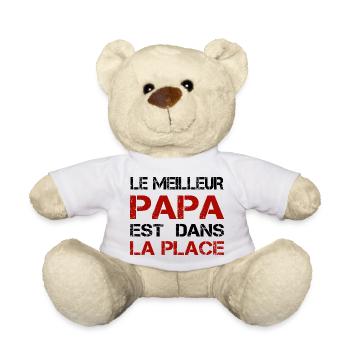 Papa La Place Distressed Rouge - Nounours - blanc - Devant