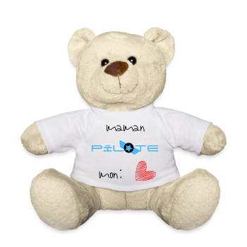 maman pilote mon cœur - Nounours - blanc - Devant