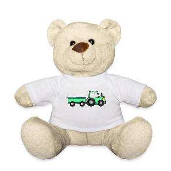 Tractor with trailer - Teddy Bear - white - Front