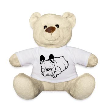 Schlafende Französische Bulldogge Faulenzer - Teddy - Weiß - Vorne