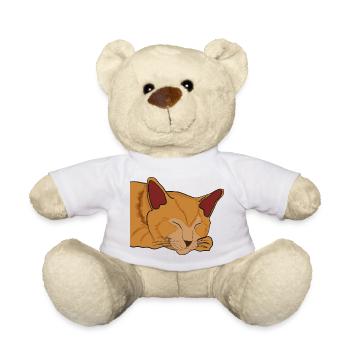 Sleeping Cat Illustration Gift - Teddy Bear - white - Front