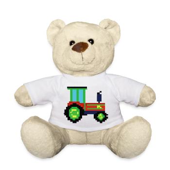 Tractor pixelated gift idea pixel tractor - Teddy Bear - white - Front
