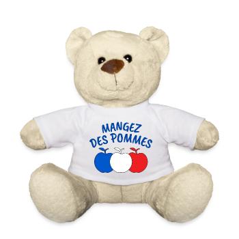 pomme, mangez des pommes - Nounours - blanc - Devant