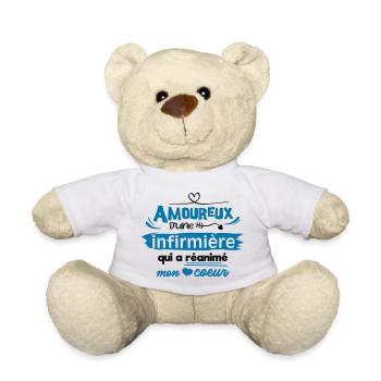 Amoureux d'une infirmière ! humour - Nounours - blanc - Devant