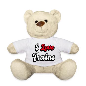 I love trains - Teddy Bear - white - Front