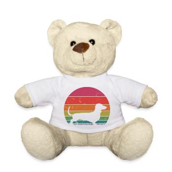 Rétro Teckel Silhouette - Cadeau Amoureux des Chiens - Nounours - blanc - Devant