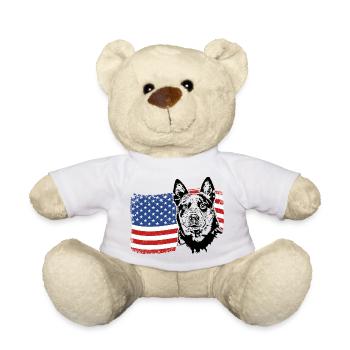 BOUVIER AUSTRALIEN Amérique Flag Dog Wilsigns - Nounours - blanc - Devant