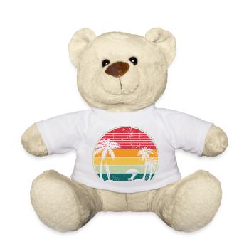 Cercle de palmiers rétro coucher de soleil - Nounours - blanc - Devant